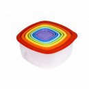Set 8 caserole cu capac Curcubeu, pentru depozitare si pastrare alimente, 8 dimensiuni, transparente