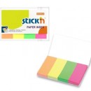 Stick index hartie color 50 x 20 mm, 4 x 50 file/set, Stick"n - 4 culori neon