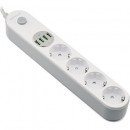 Prelungitor Serioux SRXP-PS44W, 4 prize, 4xUSB, 5V-3.4A, intrerupator, protectie, 2m, Alb