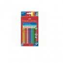 Creioane colorate 12 culori + ascutitoare jumbo Grip Faber-Castell