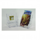 Display plastic pentru brosuri, de birou/perete, 2 x A5, KEJEA - transparent