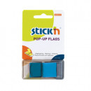 Film index autoadeziv 45 x 25mm, 50 file/set, cu dispenser, Stick"n Pop-up - albastru metalizat