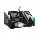 Organizer metalic Mesh, de birou, 6 compartimente+ suport banda adeziva, Q-Connect