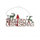 Ornament Decor din Lemn pentru Usa, Model cu Merry Christmas 25 cm