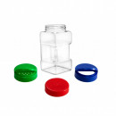 Borcan patrat din plastic cu capac 63 mm, 500 ml
