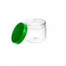 Borcan pet rotund cu capac verde, 550ml