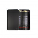 Set creioane Schite Grafit, duritatre 2H-8B, ascutite 12buc/cutie metal