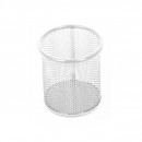 Suport instrumente de scris metalic rotund, Mesh FORNAX Argintiu