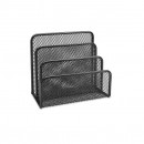 Suport metalic Mesh, pentru sortare scrisori, 3 compartimente, Negru