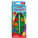 Acuarele 12 culori/cutie + 1 pensula watercolor Alpino