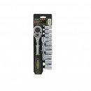 Cheie cu clichet reversibila 1/2'', Bara de extensie: 127mm, capete chei tubulare, 10-24 mm, chrome vanadium, Set 10 piese Heinner