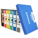 Container de arhivare cu capac detasabil, pentru 6 bibliorafturi, 490gsm, DONAU - albastru/alb