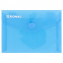 Mapa PP protectie documente A7 landscape, cu capsa, 10/set, DONAU - albastru transparent
