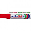 Permanent marker ARTLINE 100, corp metalic, varf tesit 7.5-12 mm - rosu