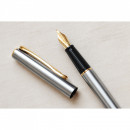 Stilou DIPLOMAT Traveller - Steel Gold - cu penita M, placata cu Aur