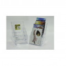 Display plastic pentru brosuri, de birou/perete, 4 x A5, KEJEA - transparent