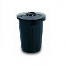 Pubela rotunda cu capac 55 L, Negru