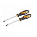 Set de 2 surubelnite PH2x100 + 6.5x100 mm Cr-V GRIPro Tolsen