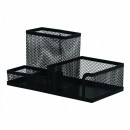 Suport organizator de birou, 3 compartimente, metalic Mesh