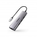 Adaptor HUB aluminiu 5-in-1 UGREEN CM266, USB - 3x USB 3.0, 1x Micro USB, 1x RJ45