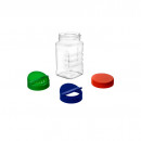 Borcan patrat din plastic cu capac 63 mm, 350 ml