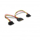 Cablu splitter SATA, 15cm, unghi 90 grade, S-ATA (T) la 2 x S-ATA (M), Gembird