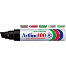 Permanent marker ARTLINE 100, corp metalic, varf tesit 7.5-12 mm - negru