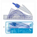 Trusa geometrie din plastic transparent Deli 9598
