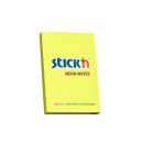 Notes autoadeziv 76 x 51 mm, 100 file, Stick"n - galben neon