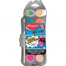 Acuarele Maped Color'Peps, 30 mm, 12 culori/set + pensula