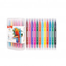 Carioci cu 2 capete tip pensula Deli Color Emotion, 12 culori/cutie