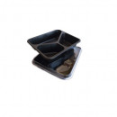 Caserolă Meniu Termosudabila PP, cu 3 compartimente, 227x178x45 mm, neagră