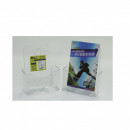 Display plastic pentru brosuri, de birou/perete, 1 x A5, KEJEA - transparent