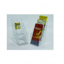 Display plastic pentru brosuri, de birou/perete, 3 x 1/3A4, KEJEA - transparent