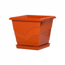 Ghiveci patrat cu farfurie 25cm, inaltime 25 cm, 8 litri