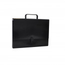 Servieta din carton laminat, A4/5cm, cu inchidere si maner, Office Products - negru