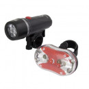 Set lumini bicicleta, 5 LED-uri in fata cu 3 moduri iluminare, 3 Led-uri spate cu 7 moduri iluminare, rezistente la intemperii
