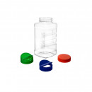 Borcan patrat din plastic cu capac 63 mm, 1L
