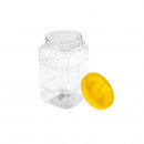Borcan pet patrat cu capac, 2l