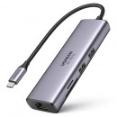Hub multifunctional, UGREEN, CM512, USB-C la 2xUSB 3.2, 1xHDMI 4K, 1xUSB-C PD 100W, 1xEthernet 1Gbps, Card reader SD/TF