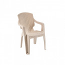 Scaun pentru gradina din plastic model Ratan crem, 60 x 58 x 87cm