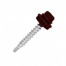 Surub autoforant pentru tabla, DIN 7504K-R + EPDM Ø14 - 4,8x20 ZA, Ral 8017 maro, 250 buc/cutie
