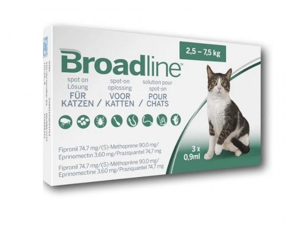 BROADLINE soluţie spot-on pentrupisici de 2,5 u2013 7,5 kg