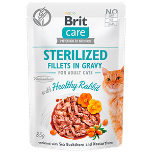 Brit Care Cat Sterilized Fillets in Gravy With Healthy Rabbit 85 g Brit Care imagine 2022