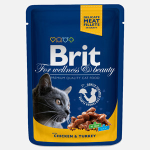 Brit Premium Cat plic cu carne de pui si curcan 100 gr