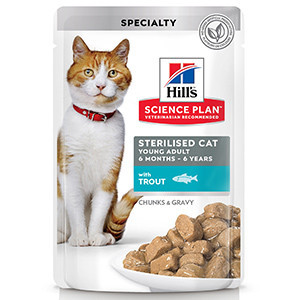 Hills SP Feline Young Adult Sterilised Pastrav 85 g (plic)