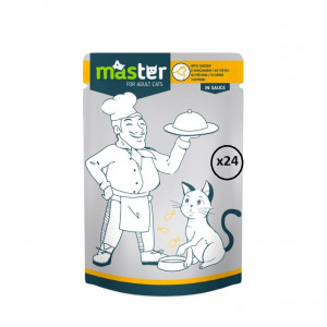 Cutie 24 plicuri pisici MASTER cu gaina in sos 80g