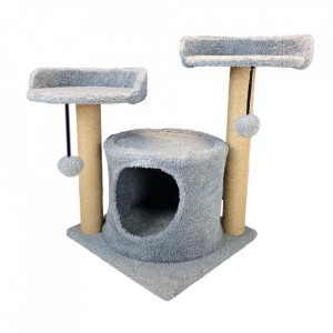 Sisal cu 2 platforme si casa gri deschis