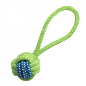 Jucarie pentru caini - Minge din sfoara cu maner verde