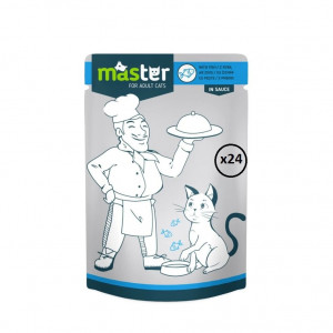 Cutie 24 plicuri pisici MASTER cu peste in sos 80g